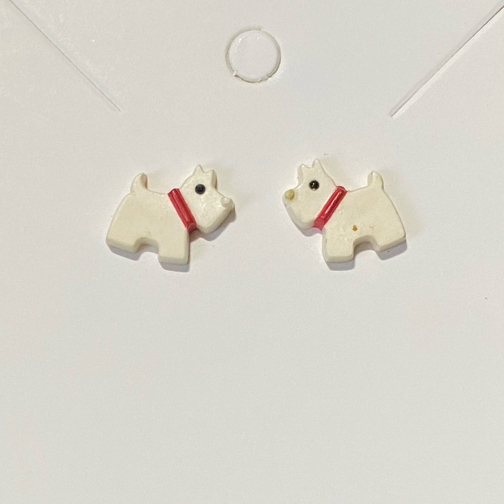 Vintage Scottie Dog Christmas Stud Earrings